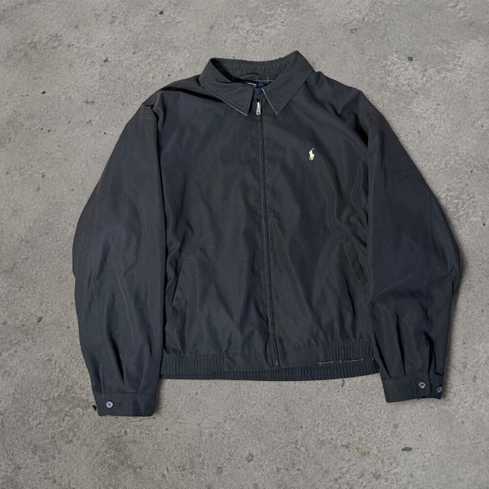 Vintage 1990’s Polo Ralph Lauren black windbreaker jacket Harrington Mens 2XL
